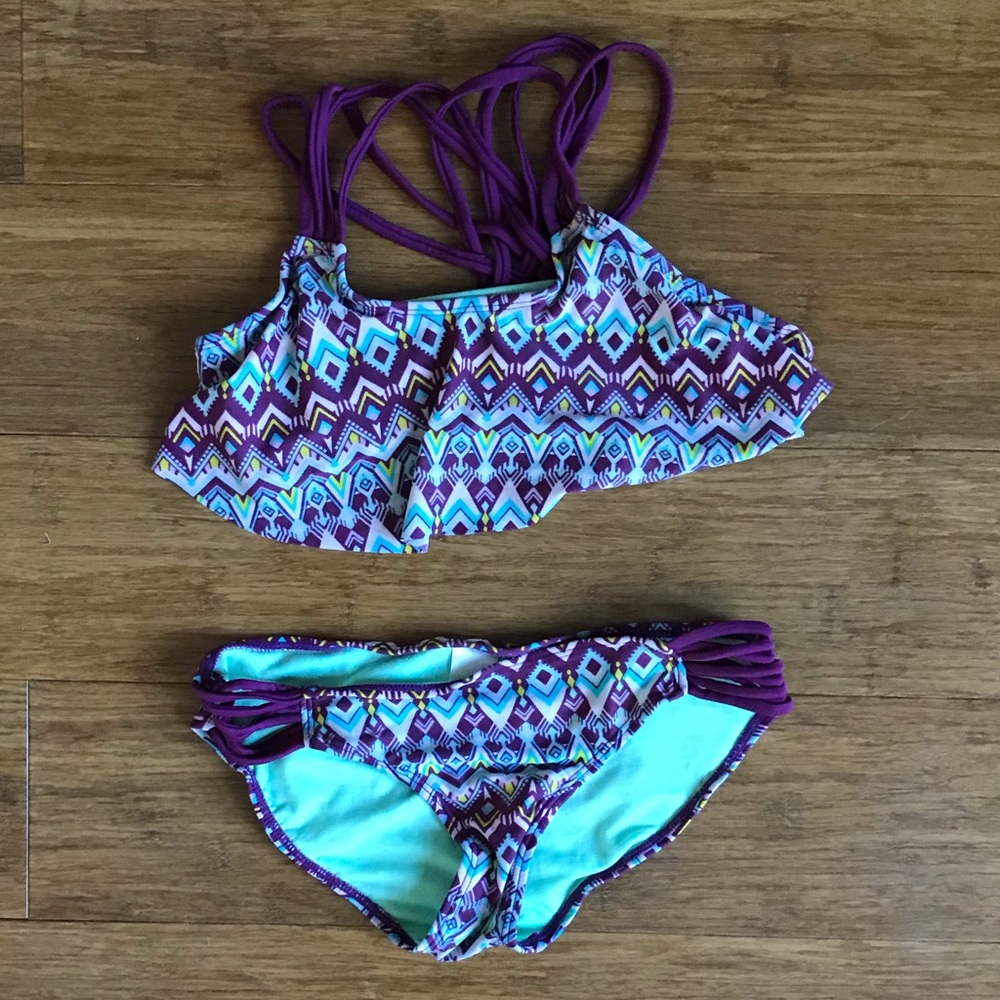 Girls Size 10 Ruffle Strappy Bikini Set